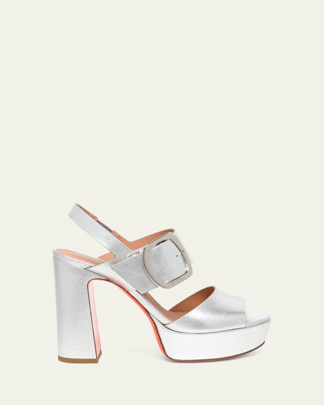 Bruxel Metallic Buckle Platform Sandals